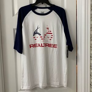 REALTREE Baseball T-Shirt 70% cotton/30% polyester.  Arctic white/blue sapphire